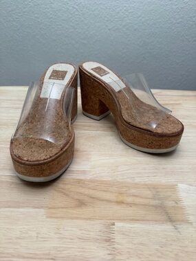 Dolce Vita Clear Strap Cork Platform Heeled Sandals - Women